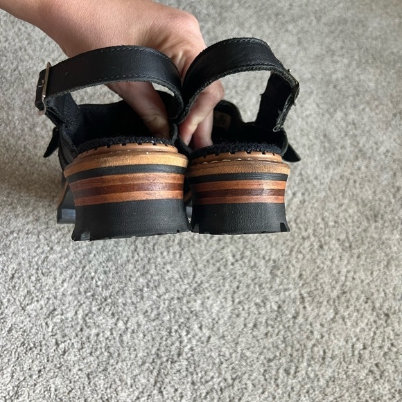 Georgia Size 9 Logger Vintage Black Leather Buckle Strap Slip On Clogs Sandals - Picture 4 of 6